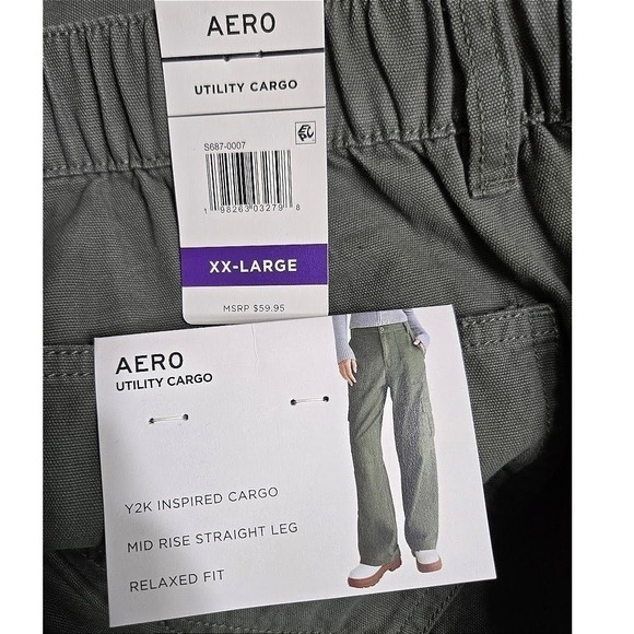Aeropostale Utility Cargo Pants Y2K Mid Rise Straight Leg Relaxed Fit XXL - Picture 5 of 6